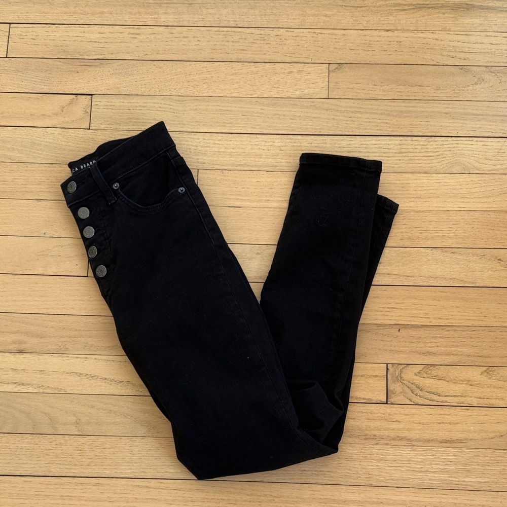 Veronica Beard Maera Skinney High Rise Black button fly Jeans